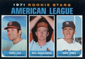 1971 O-Pee-Chee #559 American League 1971 Rookie Stars (Terry Cox / Bill Gogolewski / Gary Jones) Front