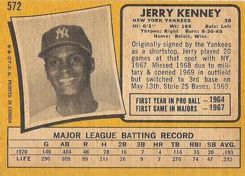 1971 O-Pee-Chee #572 Jerry Kenney Back
