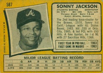 1971 O-Pee-Chee #587 Sonny Jackson Back