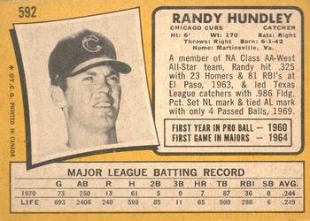 1971 O-Pee-Chee #592 Randy Hundley Back