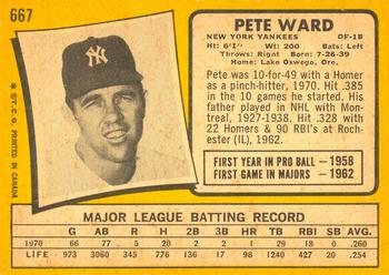 1971 O-Pee-Chee #667 Pete Ward Back
