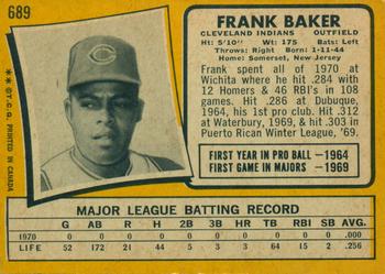 1971 O-Pee-Chee #689 Frank Baker Back
