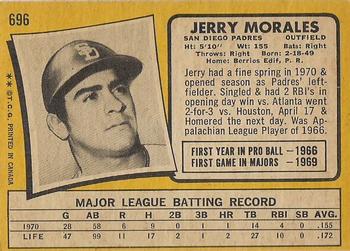 1971 O-Pee-Chee #696 Jerry Morales Back