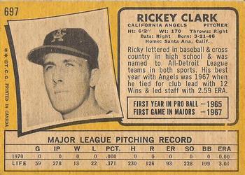 1971 O-Pee-Chee #697 Rickey Clark Back