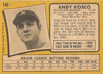 1971 O-Pee-Chee #746 Andy Kosco Back