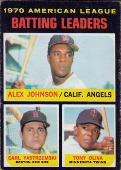 1971 O-Pee-Chee #61 1970 American League Batting Leaders (Alex Johnson / Carl Yastrzemski / Tony Oliva) Front
