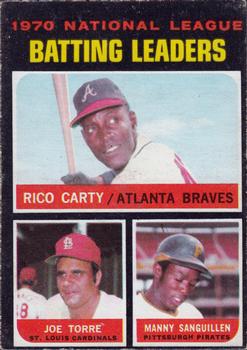 1971 O-Pee-Chee #62 1970 National League Batting Leaders (Rico Carty / Joe Torre / Manny Sanguillen) Front