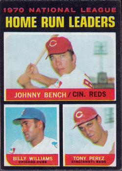 1971 O-Pee-Chee #66 1970 National League Home Run Leaders (Johnny Bench / Billy Williams / Tony Perez) Front