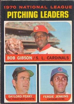 1971 O-Pee-Chee #70 1970 National League Pitching Leaders (Bob Gibson / Gaylord Perry / Fergie Jenkins) Front