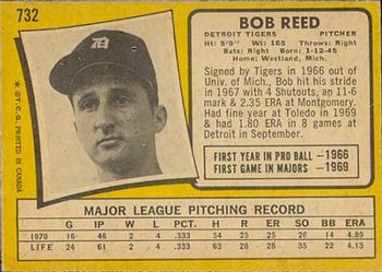 1971 O-Pee-Chee #732 Bob Reed Back