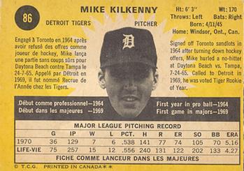 1971 O-Pee-Chee #86 Mike Kilkenny Back