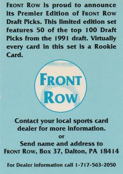 1991 Front Row Draft Picks - Promos #NNO Ronnie Allen Back