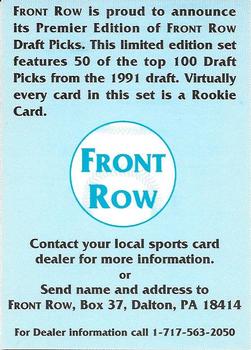 1991 Front Row Draft Picks - Promos #NNO Aaron Sele Back