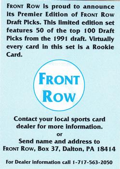 1991 Front Row Draft Picks - Promos #NNO Frankie Rodriguez Back