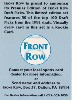 1991 Front Row Draft Picks - Promos #NNO Chad Schoenvogel Back
