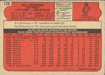 1972 O-Pee-Chee #120 Bill Freehan Back