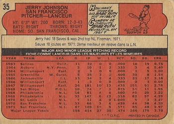 1972 O-Pee-Chee #35 Jerry Johnson Back