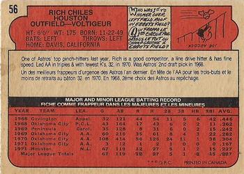1972 O-Pee-Chee #56 Rich Chiles Back