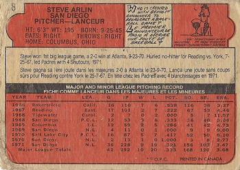 1972 O-Pee-Chee #78 Steve Arlin Back