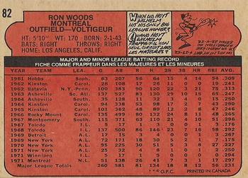 1972 O-Pee-Chee #82 Ron Woods Back