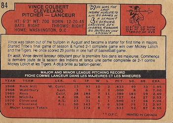 1972 O-Pee-Chee #84 Vince Colbert Back