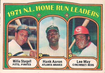 1972 O-Pee-Chee #89 1971 N.L. Home Run Leaders (Willie Stargell / Hank Aaron / Lee May) Front