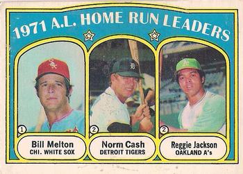 1972 O-Pee-Chee #90 1971 A.L. Home Run Leaders (Bill Melton / Norm Cash / Reggie Jackson) Front
