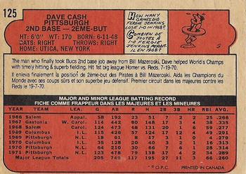 1972 O-Pee-Chee #125 Dave Cash Back