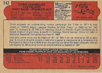 1972 O-Pee-Chee #142 Chris Chambliss Back