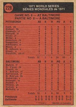 1972 O-Pee-Chee #228 1971 World Series Game No. 6 Back