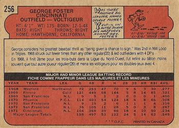 1972 O-Pee-Chee #256 George Foster Back