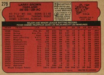 1972 O-Pee-Chee #279 Larry Brown Back