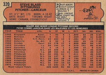 1972 O-Pee-Chee #320 Steve Blass Back
