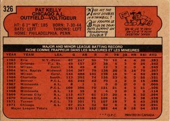 1972 O-Pee-Chee #326 Pat Kelly Back