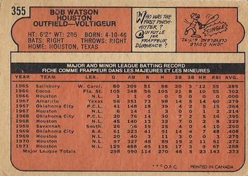 1972 O-Pee-Chee #355 Bob Watson Back