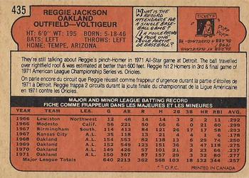 1972 O-Pee-Chee #435 Reggie Jackson Back