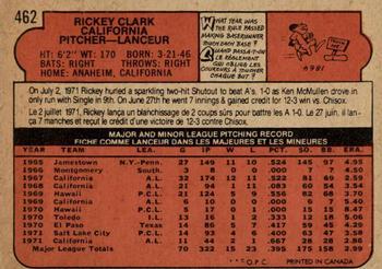 1972 O-Pee-Chee #462 Rickey Clark Back