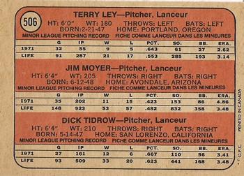 1972 O-Pee-Chee #506 Indians 1972 Rookie Stars (Terry Ley / Jim Moyer / Dick Tidrow) Back