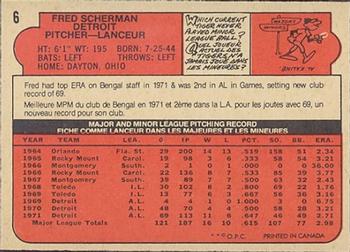 1972 O-Pee-Chee #6 Fred Scherman Back