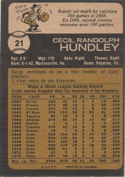 1973 O-Pee-Chee #21 Randy Hundley Back