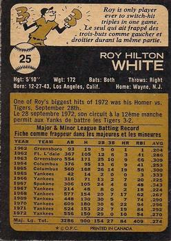 1973 O-Pee-Chee #25 Roy White Back