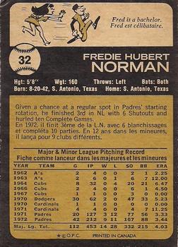 1973 O-Pee-Chee #32 Fred Norman Back