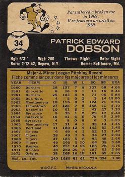 1973 O-Pee-Chee #34 Pat Dobson Back