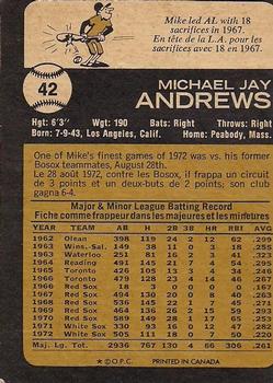 1973 O-Pee-Chee #42 Mike Andrews Back