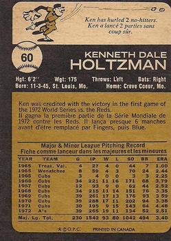 1973 O-Pee-Chee #60 Ken Holtzman Back