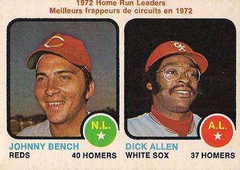 1973 O-Pee-Chee #62 1972 Home Run Leaders (Johnny Bench / Dick Allen) Front