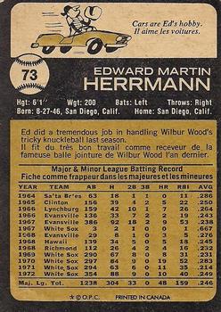 1973 O-Pee-Chee #73 Ed Herrmann Back