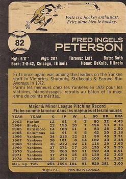 1973 O-Pee-Chee #82 Fritz Peterson Back