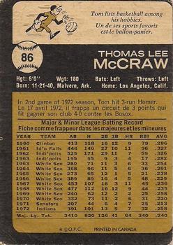 1973 O-Pee-Chee #86 Tom McCraw Back