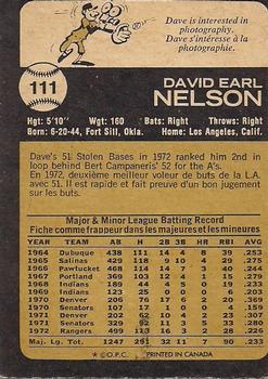 1973 O-Pee-Chee #111 Dave Nelson Back